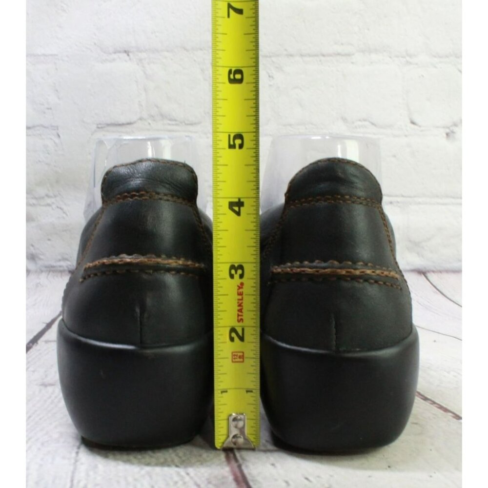 LL Bean Black Leather Slip On Comfort Classic Nursing Clogs Shoes Size 9 M - Picture 8 of 9